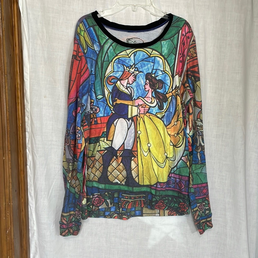 Disney Beauty and The Beast Stained Glass Sweater Shirt